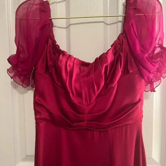 Alberta Ferretti *Raspberry* Puff Sleeve Midi Dress - Picture 10 of 12